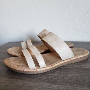 Korks by Kork-Ease Gold Metallic Slide Sandal Vegan Leather Flat Size Women's 10
